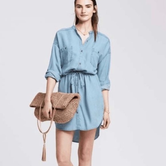Banana Republic Light Blue Denim Dress - Picture 1 of 8